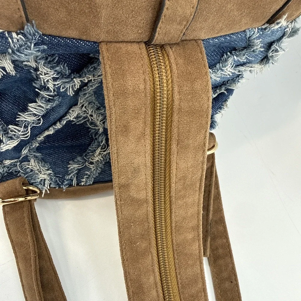 SMALL‎ DENIM & VEGAN LEATHER BACKPACK